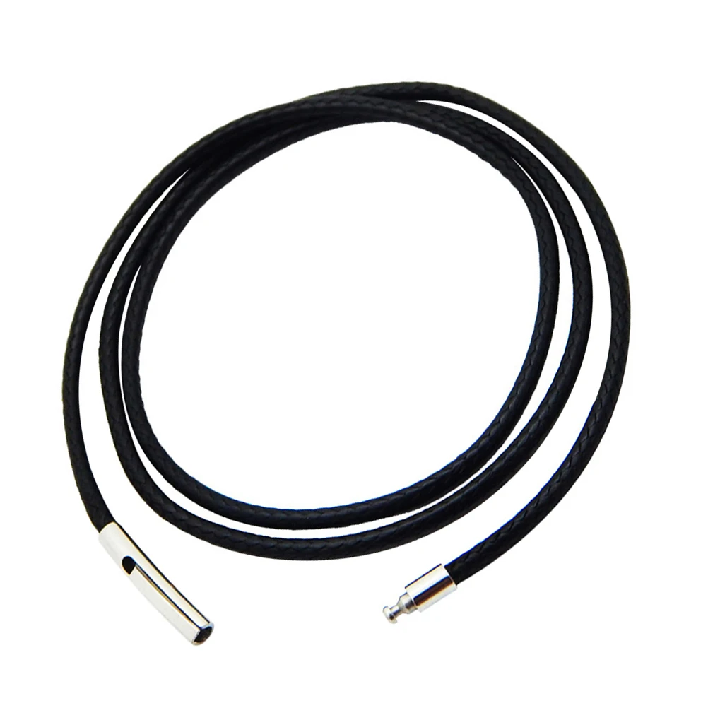 

Snap Wax Rope Necklace Black Cord DIY Jewelry Making Necklace Ropes Hanging Rope Stainless Steel Thin Edge Button Wax