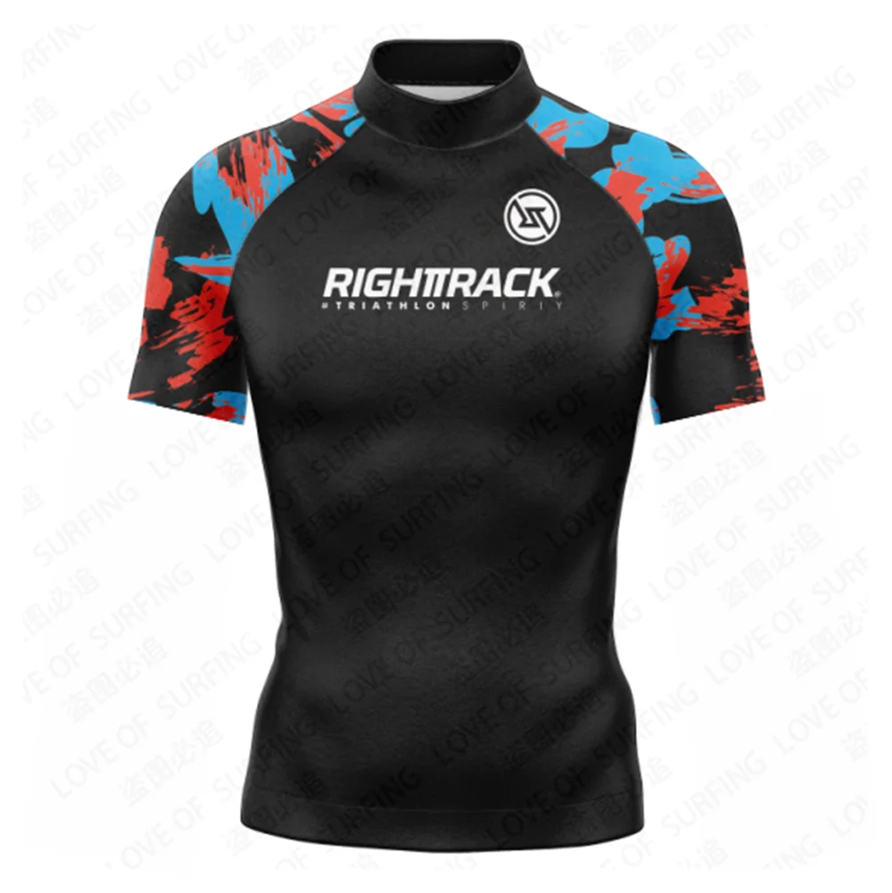 RIGHTTRACK water surfing sport surfing suit Rash Guards swimsuit men's quick drying slim fit short sleeved top swimsuit