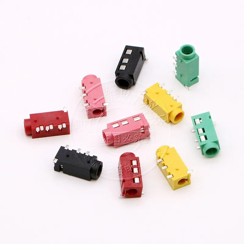10PCS PJ-320d 3.5 Earphone Jack 4 Pin Insert Pin 2 Fixed Pin Diameter 3.5mm Jack For Micro Usb Power Socket Green