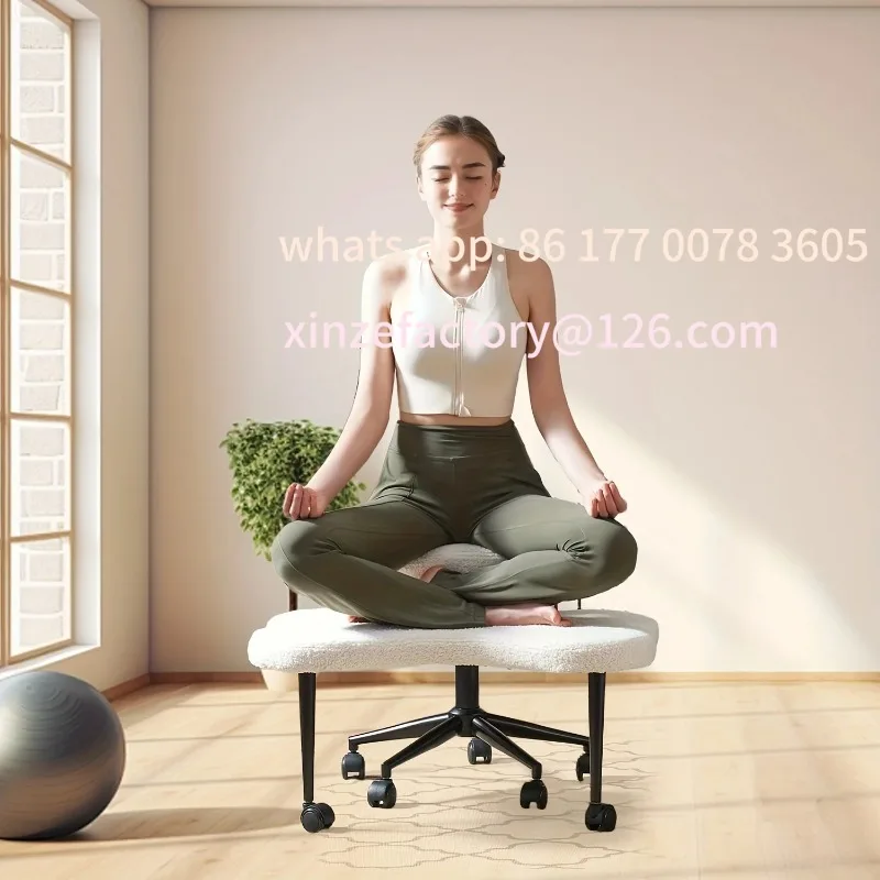 

Customizable 1pcs Ergonomic Cross Leg Chair - 360 Degree Swivel Footrest, Adjustable Seat, Strong Back Support
