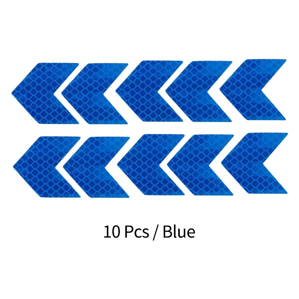 10 Pcs/Set Car Sticker Reflective Arrow Sign Tape Warning Safety Sticker Car Styling For Car Bumper Trunk Reflector Hazard Tape