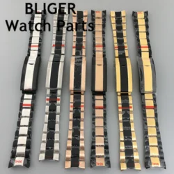 BLIGER 20mm silver black 316L solid stainless steel watch band folding buckle fit BLIGER 40mm watch case bracelet strap