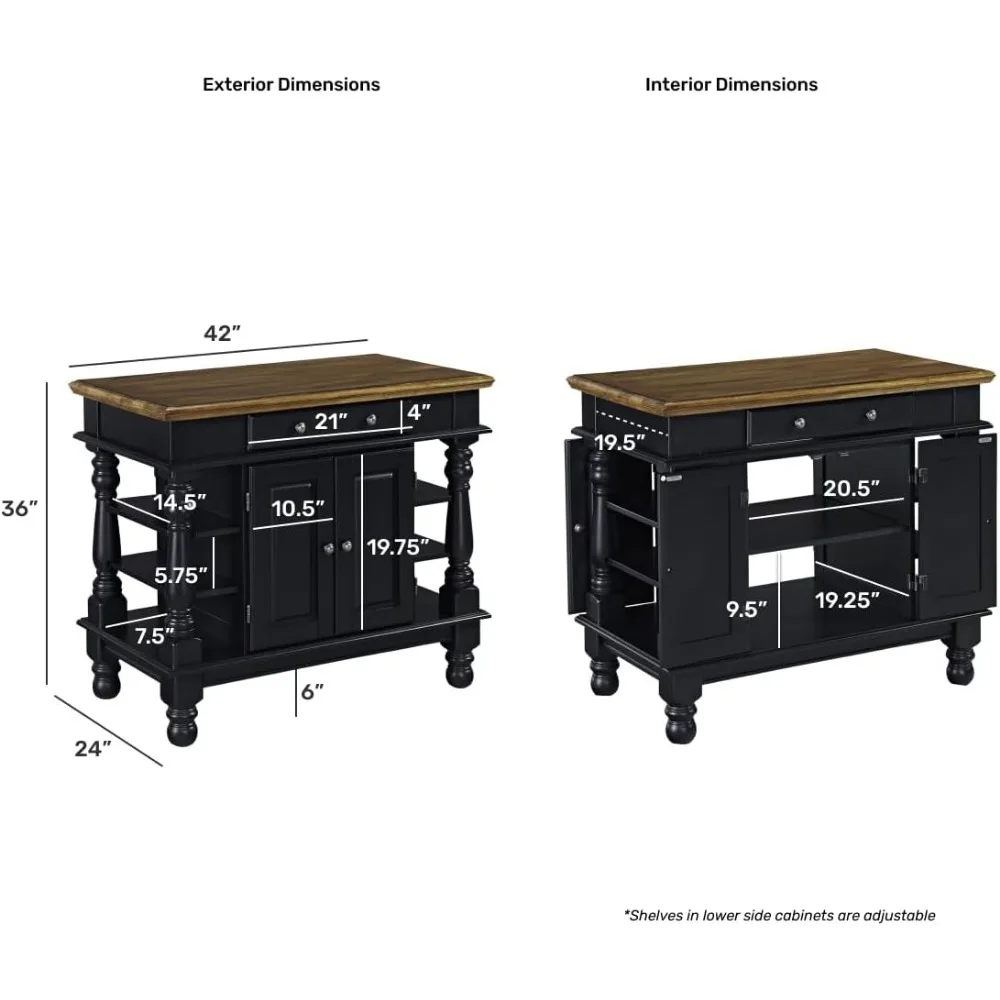 Isla de cocina de estilo americano, estante desmontable, muebles para el hogar