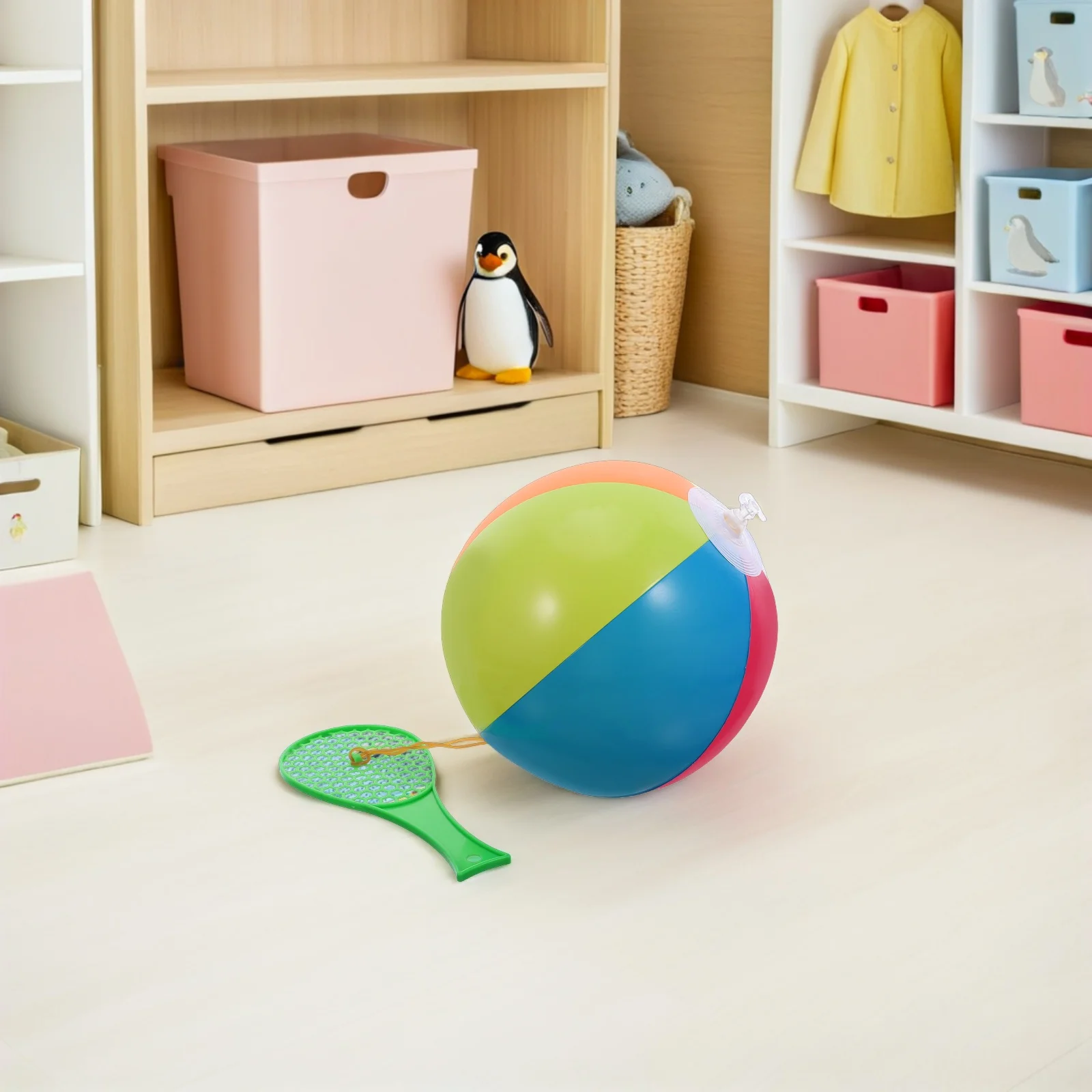 مجموعة كرات مجداف مكونة من 5 قطع للأطفال الصغار من مادة PVC كرات نطاطة قابلة للنفخ مضارب خارجية على الشاطئ وحمام السباحة ألعاب رياضية صيفية #4