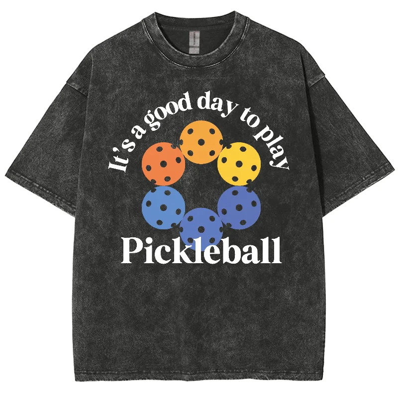 Color Polka Dot Pickle Ball Print T-Shirt Retro American Neutral Style Fashion Trend New Designer Round Neck Short Sleeve