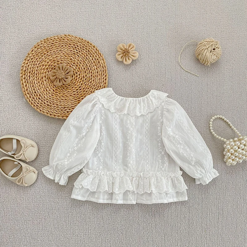 White Lace Collar Girls Shirt 6