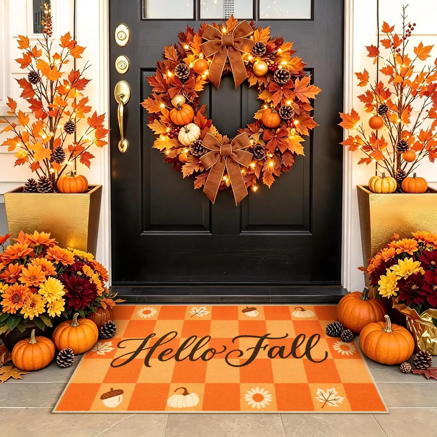Happy Halloween Doormat Welcome Cute Ghost Pattern Mat Entrance Entry Door Rug Indoor Outside Machine Wash Decor Gifts Home