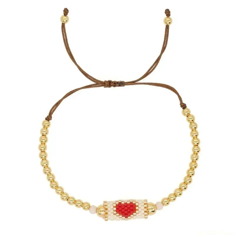 

D46E Модный плетеный браслет ручной работы Стильный браслет с кристаллами и золотыми медными бусинами для законодателей моды