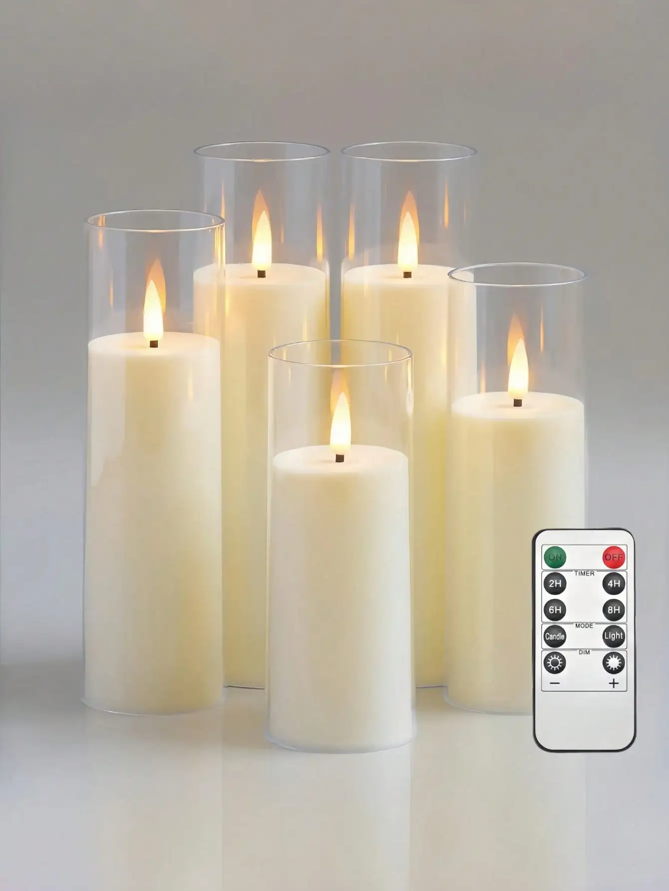 5/10-Pack Flickering Flameless Candles, Equipped With Battery-Powered Remote Control And 2/4/6/8-Hour Timer. Acrylic LED Pillar Candles With Realistically Flickering Wicks. Perfect For Home Decor, Independence Day And Party Decorations.
