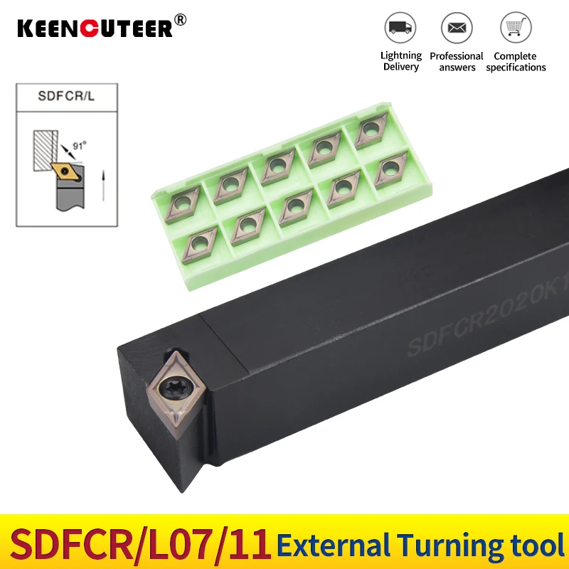 SDFCR/L Cutter SDFCR1212H07 SDFCL1212H11 Adapter Indexable DCMT07/11 Carbide Insert Bar CNC Lathe External Turning Tool Holder