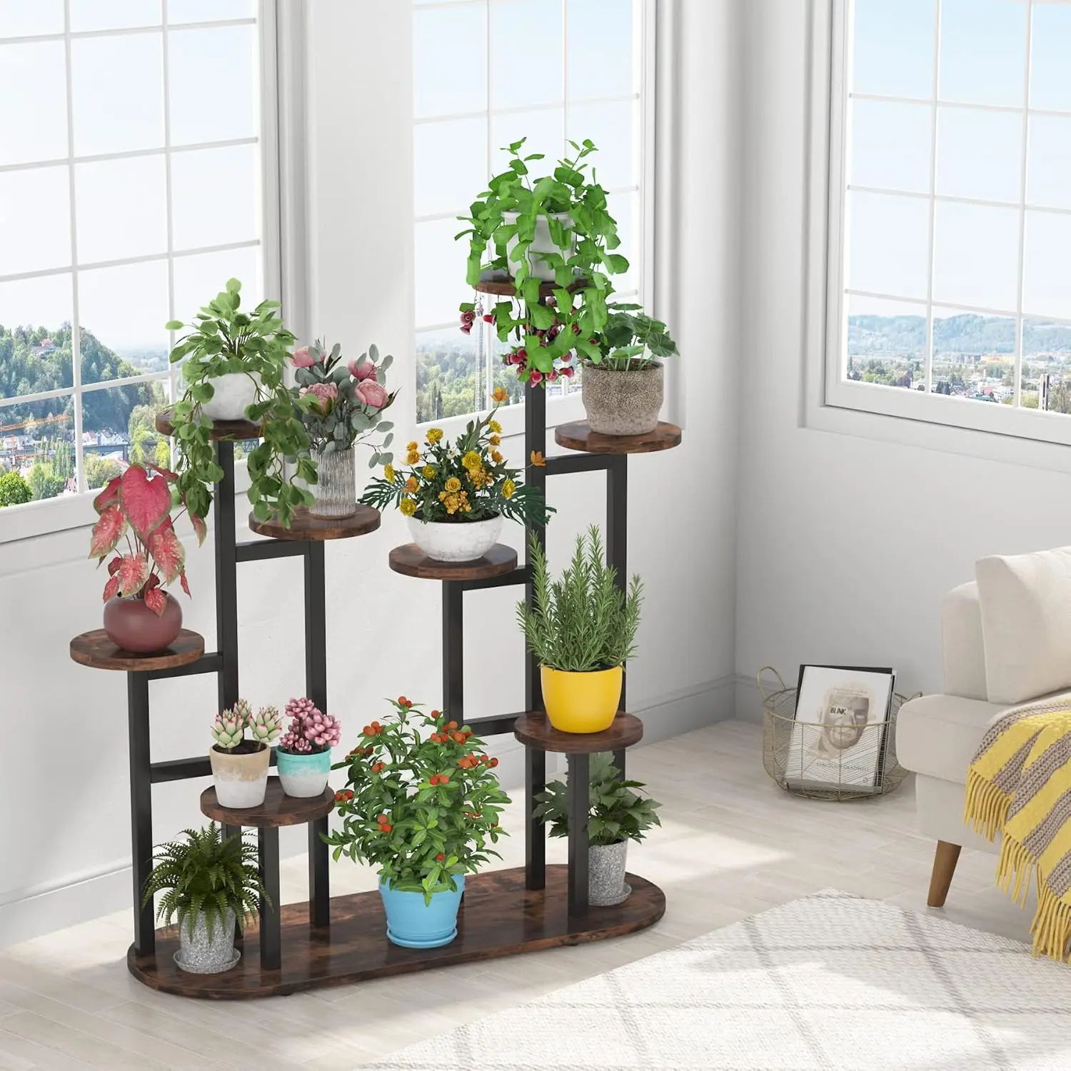 

Tribesigns Plant Stand Indoor, Multi-Tiered 11 Potted Plant Shelf Flower Stands,Tall Plant Rack Display Holder Planter Organizer