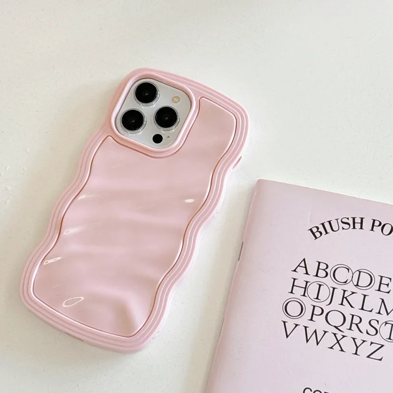 Luxury Wavy Pattern Candy Phone Case for iPhone 15 14 13 12 11 Pro Max Shockproof Silicone Bumper Cover