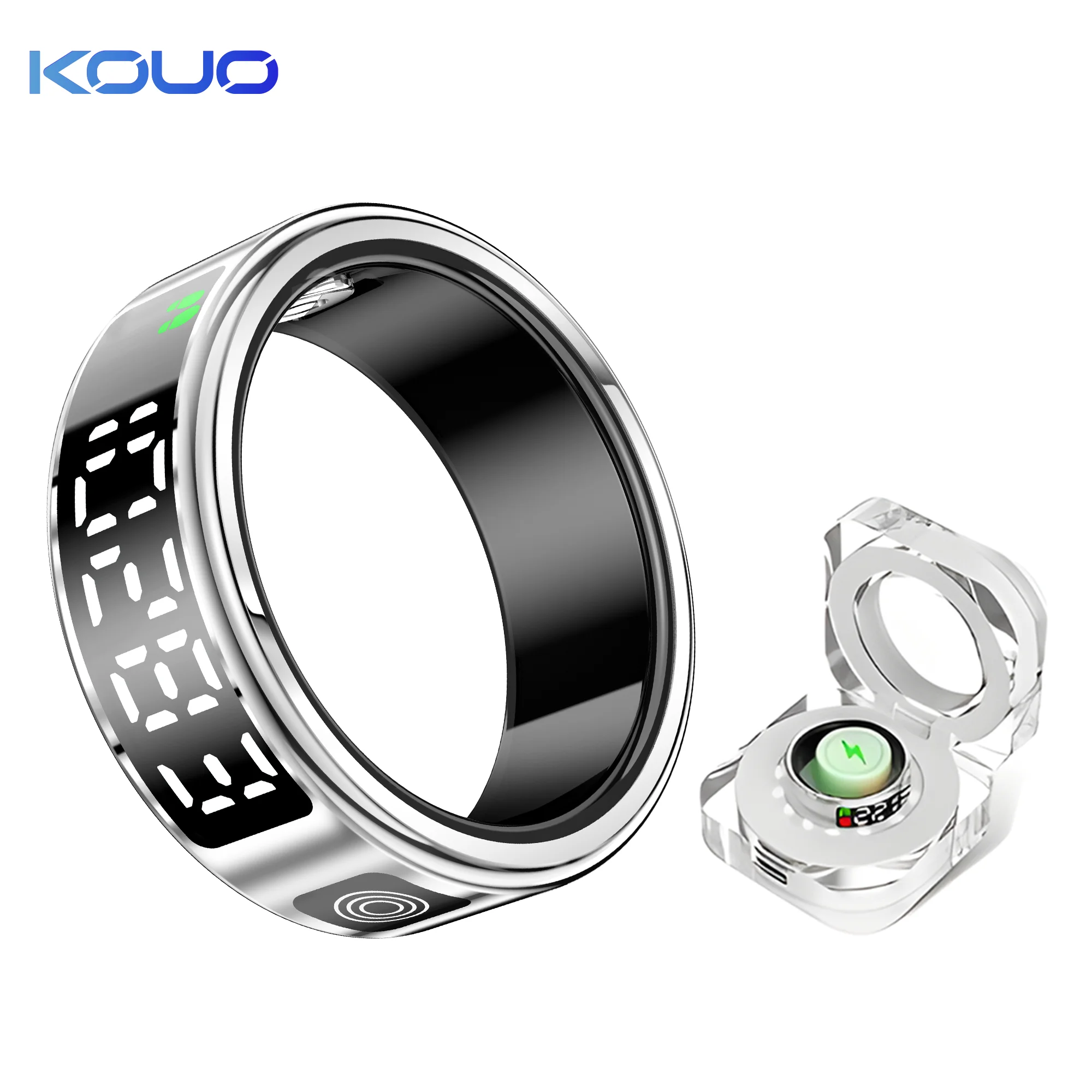 

Smart Ring with Display Screen and Touch Sleep Monitoring Health Assistant Wireless Charging 5 ATM Waterproof For Men Women Gift