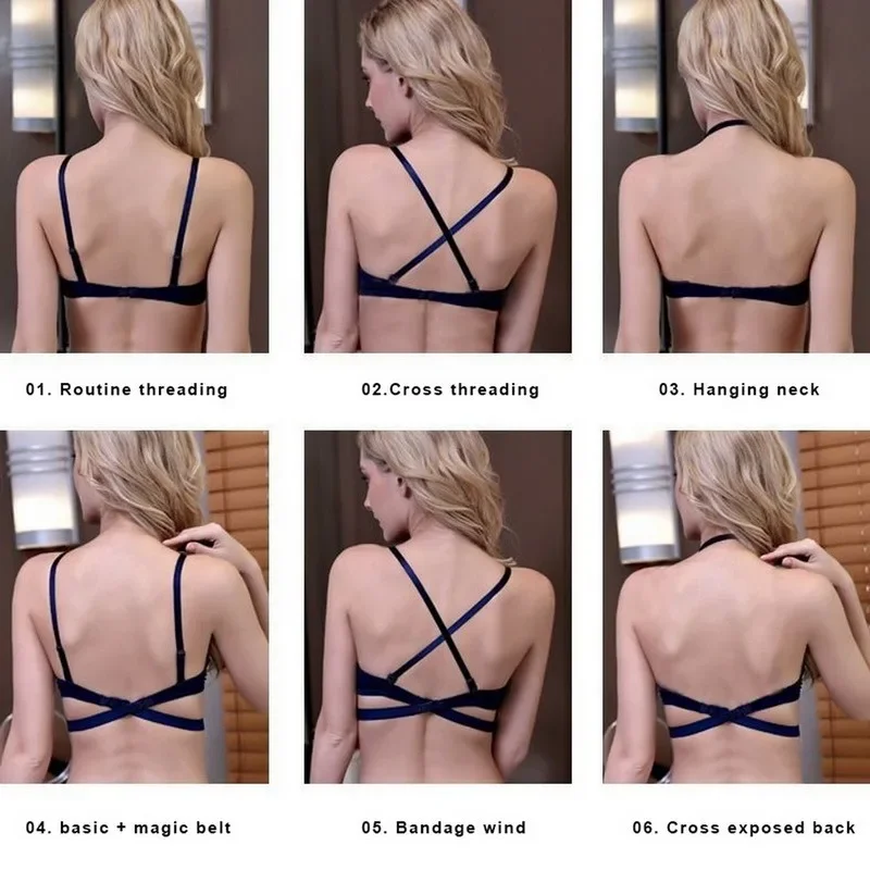 Push Up Bra Backless Women Bras Low Cut Sexy Plunge Brassiere Open Back Wedding Underwear Invisible Seamless Deep U Lingerie