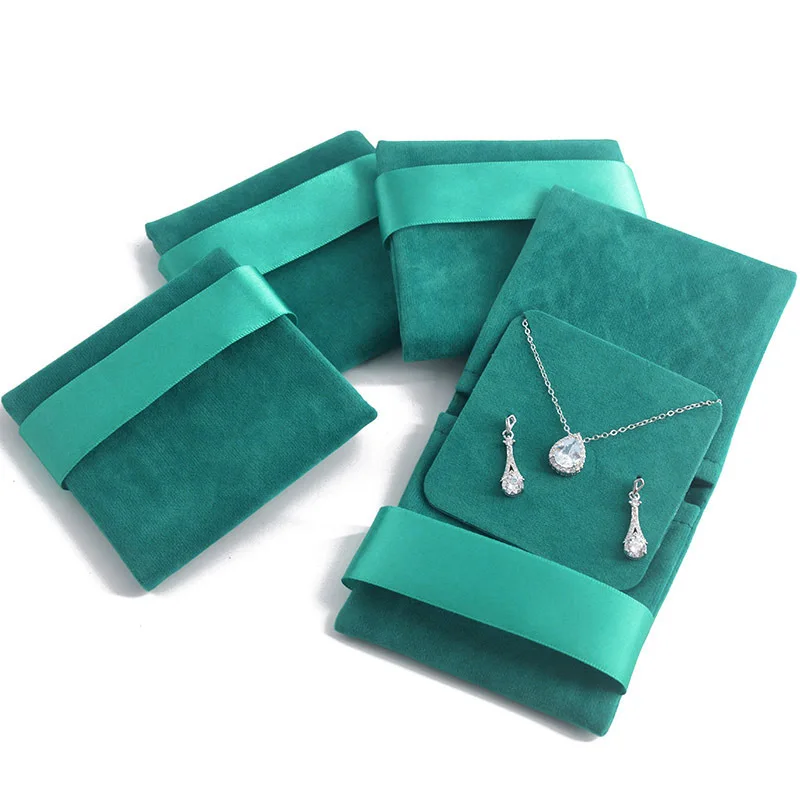 5PCS Jewelry Bag Sets Portable Travel Ribbon Velvet  Earring Necklace Packaging Pouches Small Business Wholesale