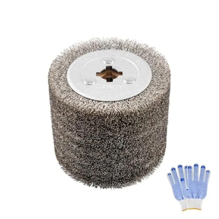 

4.7" x 4" Stainless Steel Wire Drawing Wheel Wire Brush Drum Surface Conditioning Tool Metal Polishing Wheel for Metal Surface