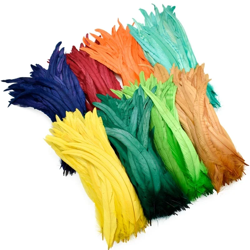 Großhandel 100 Stück/Los Hahnenfedern für Bastelarbeiten 25-45CM Lange Große Fasanenschwanzfedern Deko DIY Karneval Federdekoration – Detail 2