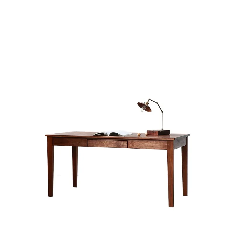 

Black walnut desk All solid wood study table Simple with drawers
