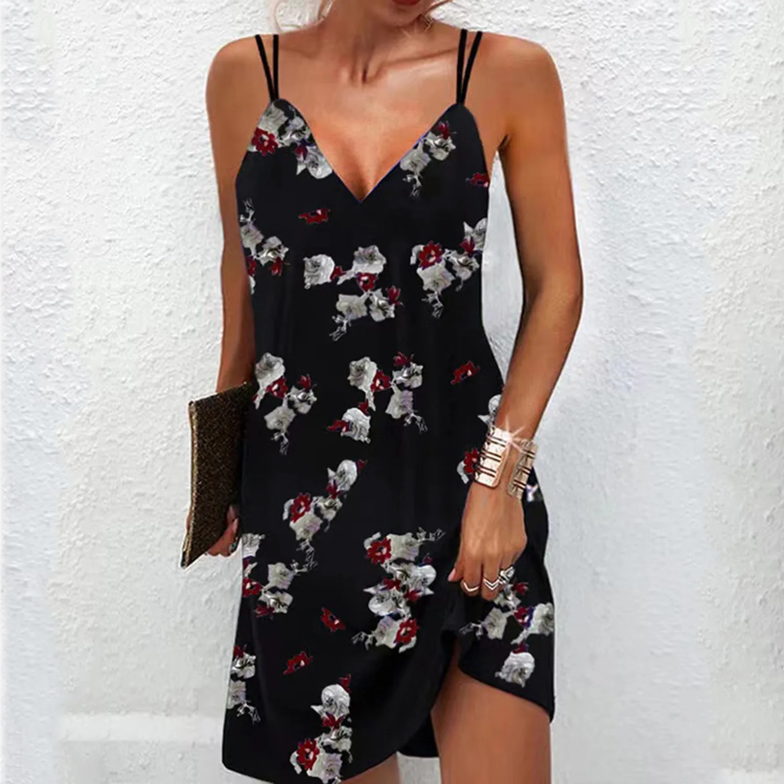 Vestido informal de verano para mujer, camiseta estampada sin mangas, Túnica sin tirantes, sexy, Bodycon