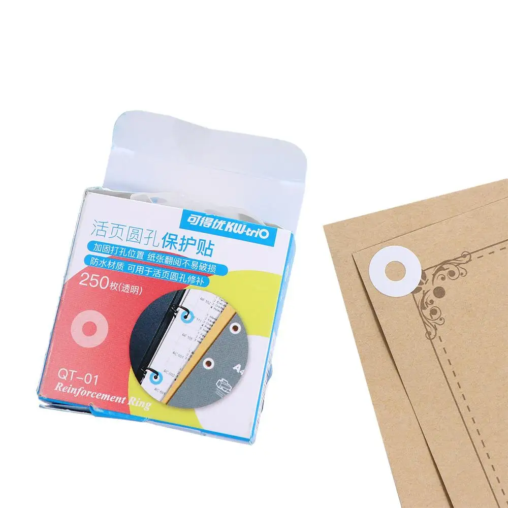 Student 15mm Loose Leaf Self Adhesive Hole Reinforcement Labels Round Stickers Hole Punch Protector Binding Paper Sticker