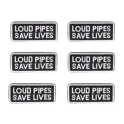 6 Pcs Loud Pipes Save Lives Biker Patch Set Embroidered Sew on Iron on Badges for Clothes Bags Caps DIY Appliques 9.7*4.1cm