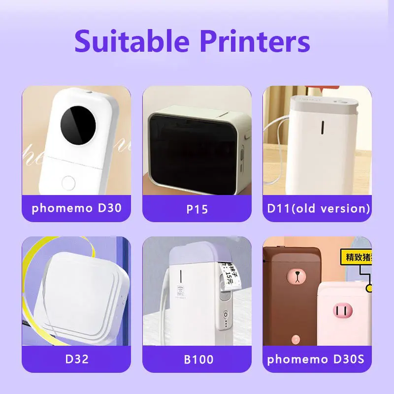 Phomemo D30/D30S/D35/Q30 Portable Printer Various Colors Thermal Label Paper Waterproof Sticker For Home Network School Office