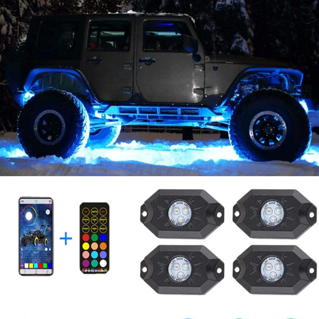 Manufacturer RGB LED Rock Lights 4/6/8/12 Pods Car Underglow LED Light by APP and Remote Control, Music Mode for ATV/UTV /Car