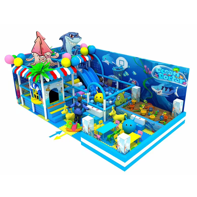 Square Foam Trampoline with Protective Net Elastic Bed for Indoor Playground Amusement Park Use by Children and Adults
