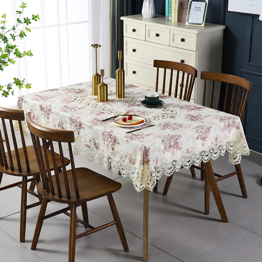 New Lace Waterproof Tablecloth Water Soluble Lace Hotel Household Simple Tablecloth Embroidered European Style Tablecloth