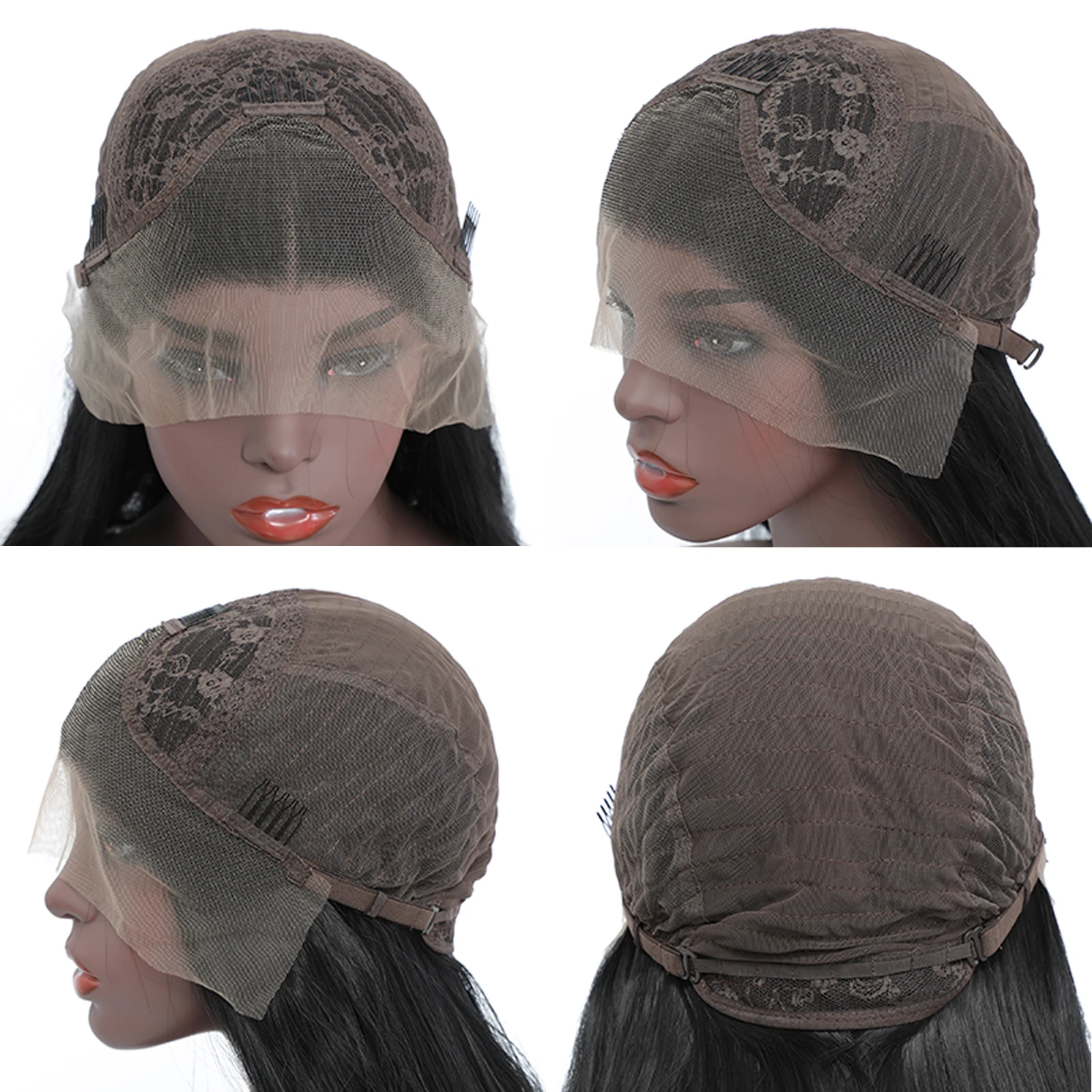 WIF Natural Black Bob Hair Synthetic Wig Short Bob Women Daily Use Heat Resistant Fiber Lace Front Wigs 1B Black Women Hair