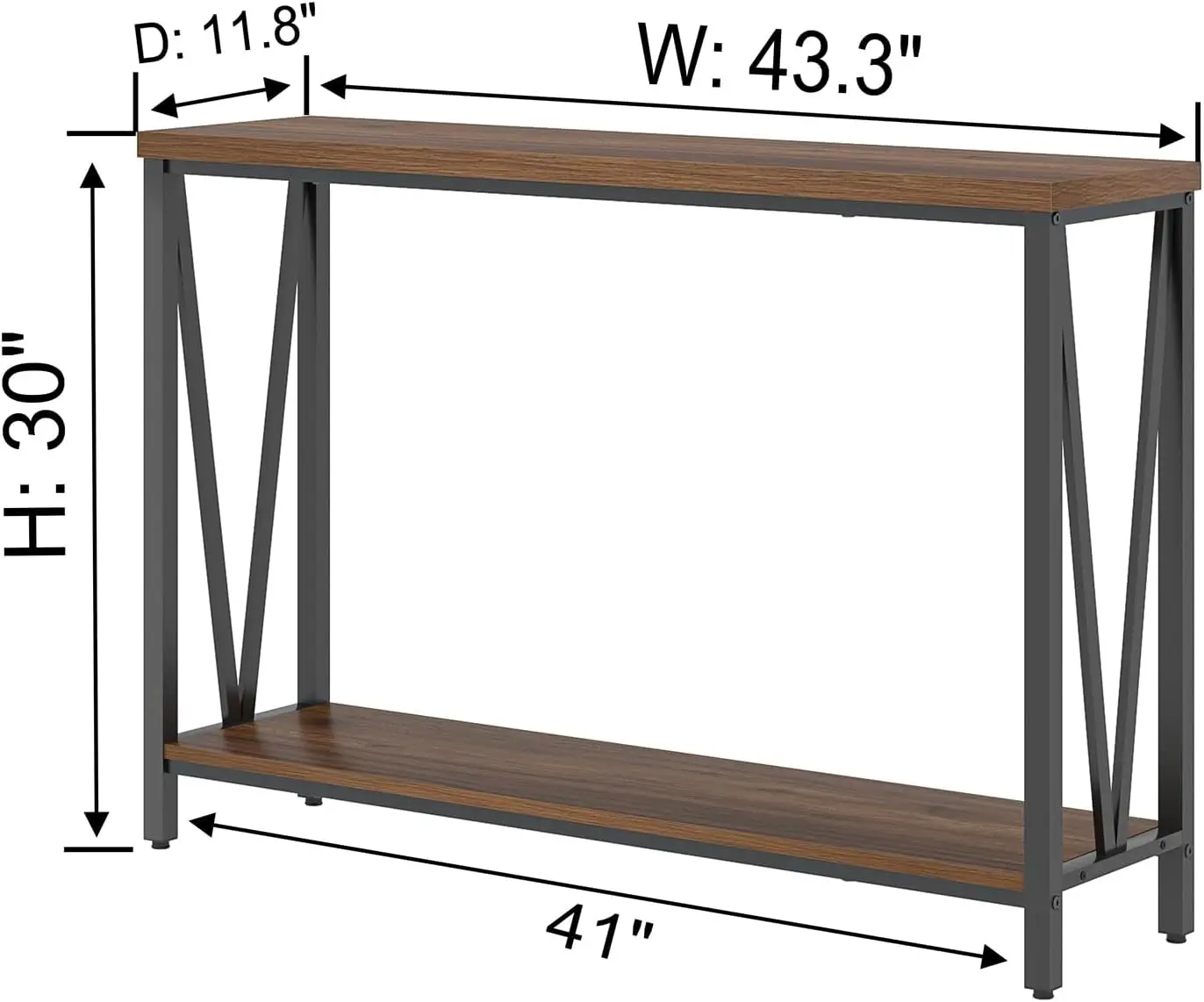Entryway Table, Narrow Console Table, Modern Sofa Table for Living Room, Hallway, Behind Couch (Rustic Walnut)