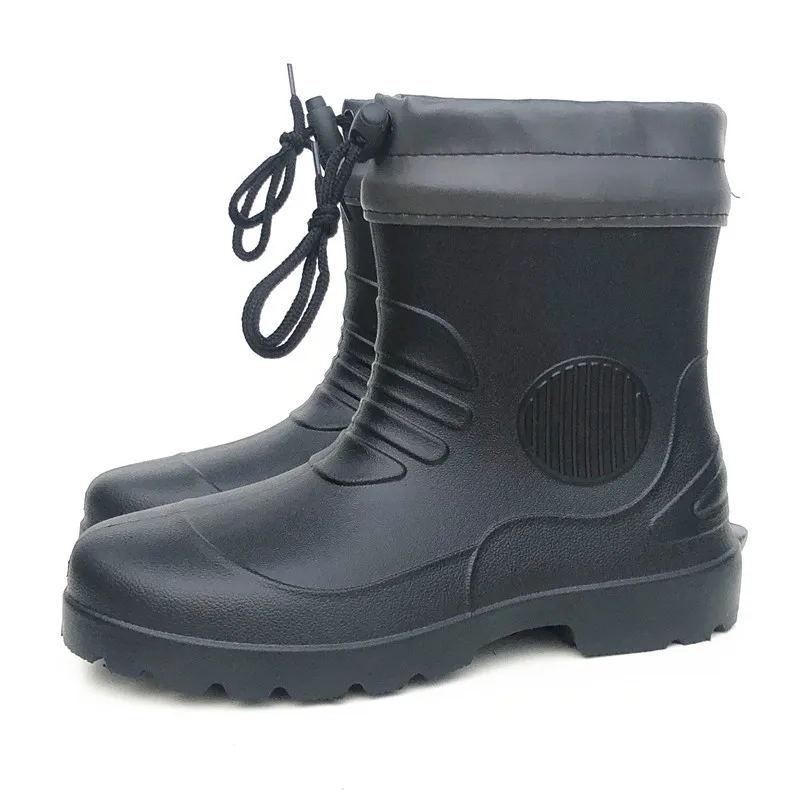 New Men Mid-calf Rain Boots EVA Lightweight Water Shoes Waterproof Thick Heels Fishing Boots Wellies Boots