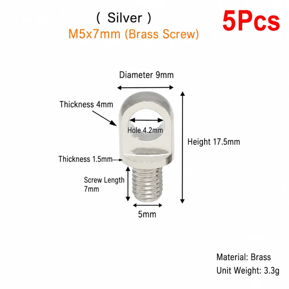 5Pcs M3-M10 Brass Eye Bolts Brass Copper Copper Lifting Eye Screws With Hole Lifting Ring Eye Bolt