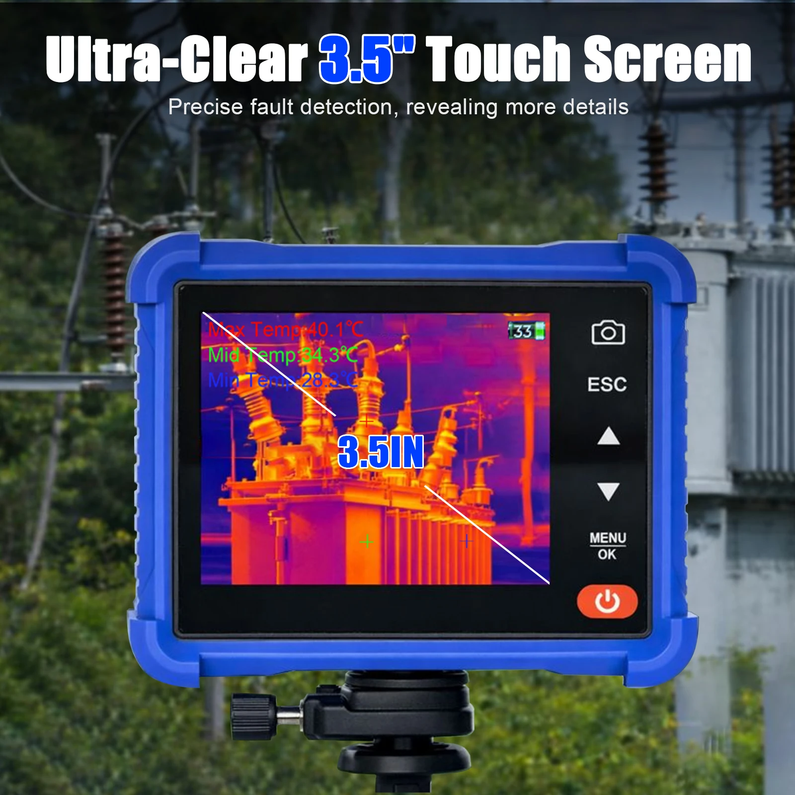 

953A Handheld Thermal Imaging Camera 256x192 25Hz 3.5 Touch Screen WiFi Hot/Cold Spot Tracking