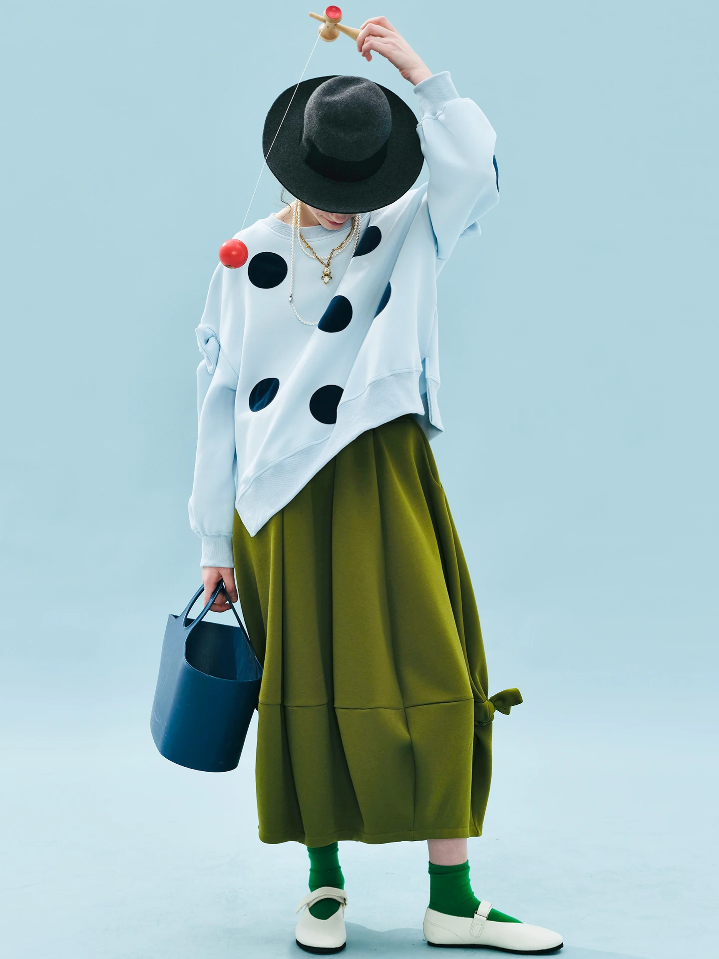 

Olive Green Pleated Bowknot Midi Skirt Elegant And Charming For Commuting And Dating Super Eye - catching 255225