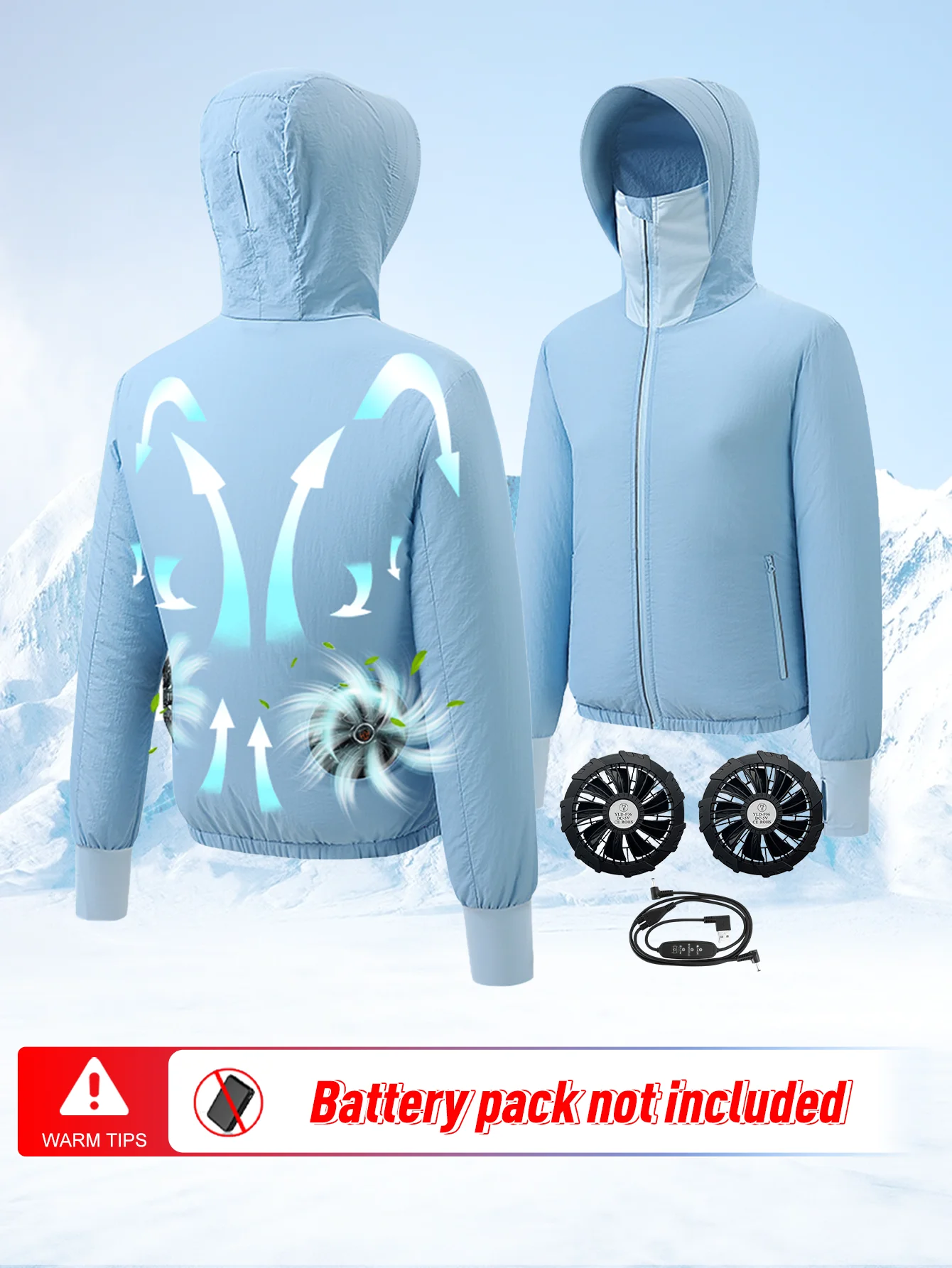 

Cooling Fan Jacket For Women, Adjustable Air Volume In 3 Levels, Long Sleeved Fan Suit, Fan Vest, Cooling Cloth, Outdoor