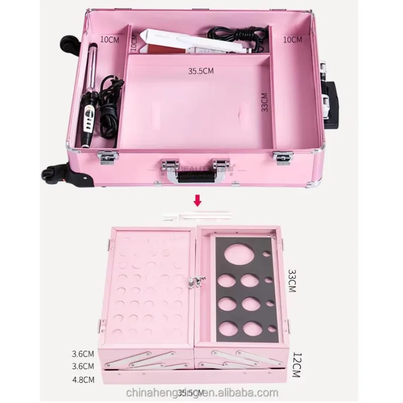 Multi-functional Professional Makeup Studio Suitcase Beauty Salon Led Lights Mirror Cosmetic Cases with Retractable Legs