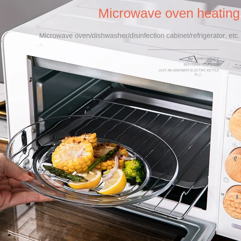 Tempered Glass Fruit Salad Plate Transparent Heat-resistant Tableware European-style Household Microwave Oven Dish
