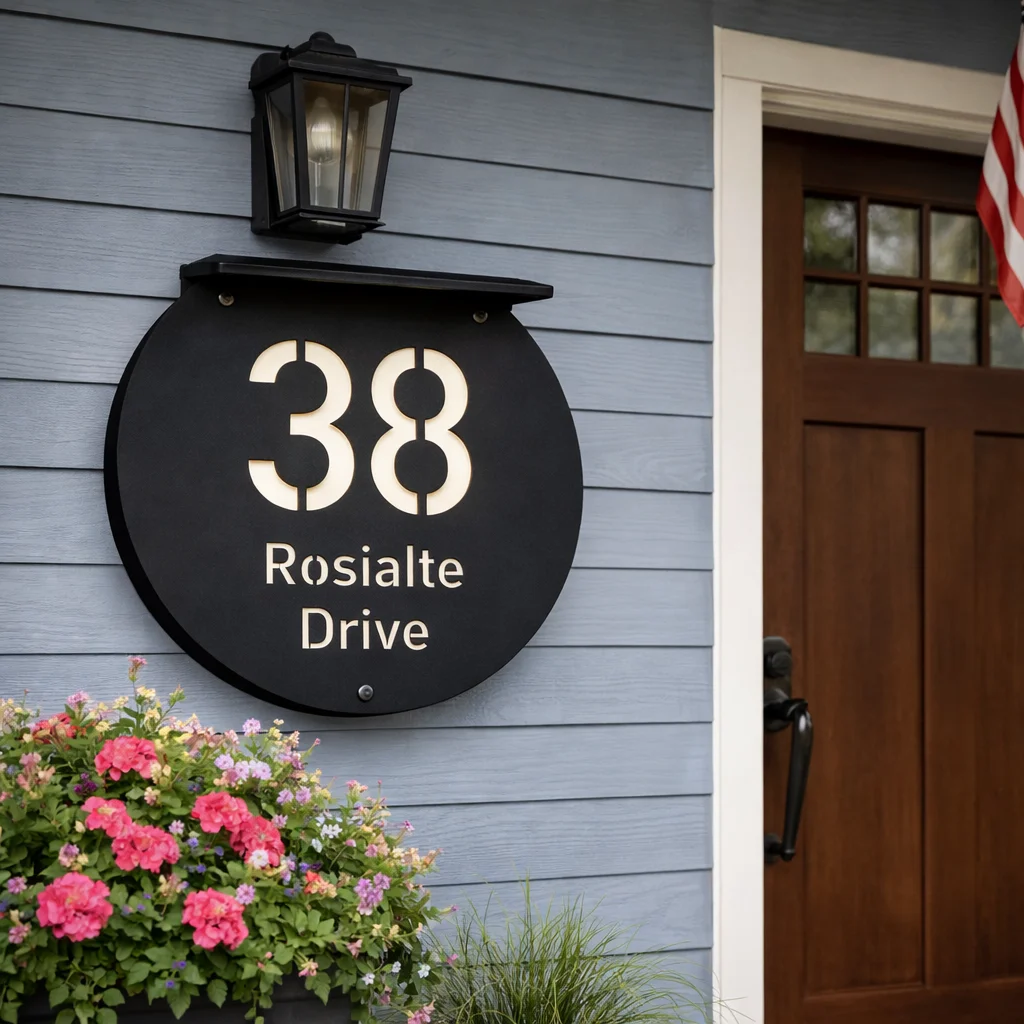 Personalized Custom House Number Sign Solar Outdoor Light waterproof  Acrylic Family Door Garden LED Address Plaque Wall Gift
