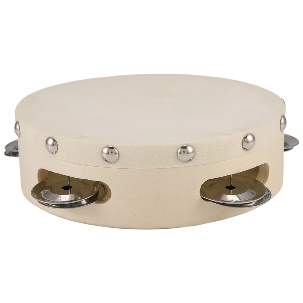 Mainan Musik Perkusi Jingle Logam Lonceng Drum Rebana Genggam 6in untuk Permainan Anak-anak Pesta KTV