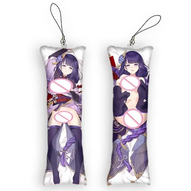 New Pattern Hot Selling Item Genshin Impact Anime Dakimakura Mini Keychain Side Small Pillow Pendant Cute Gift Raiden Shogun Key