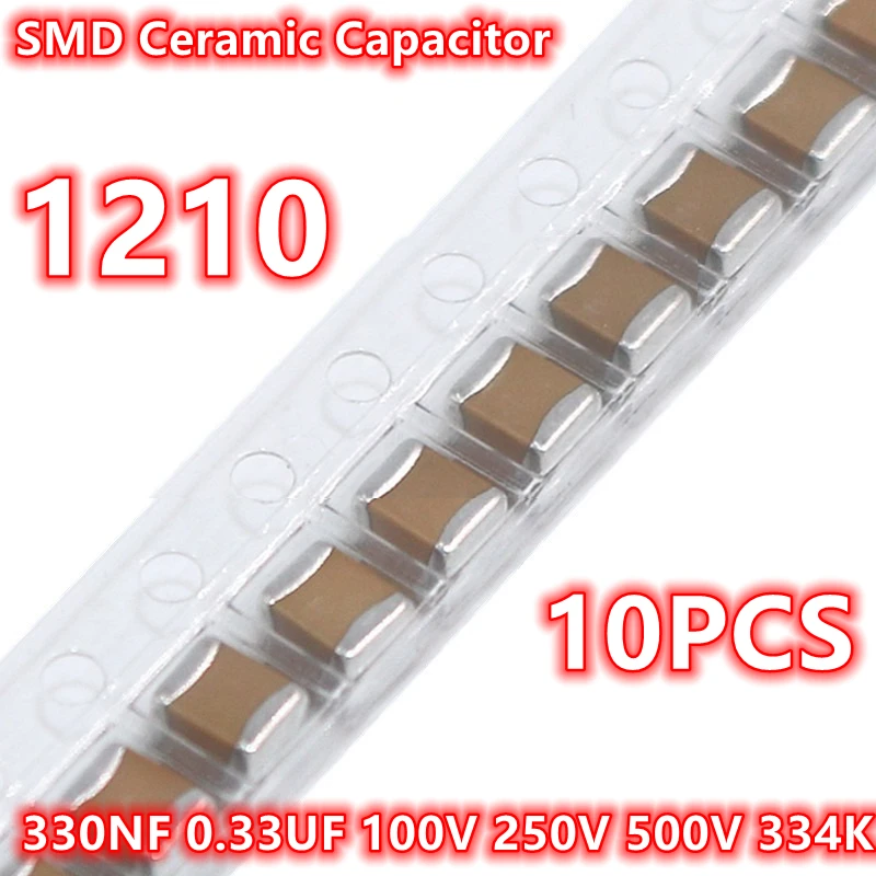 (10pcs) Original 1210 330NF 0.33UF 100V 250V 500V 334K 10% X7R 3225 SMD Ceramic Capacitor IC