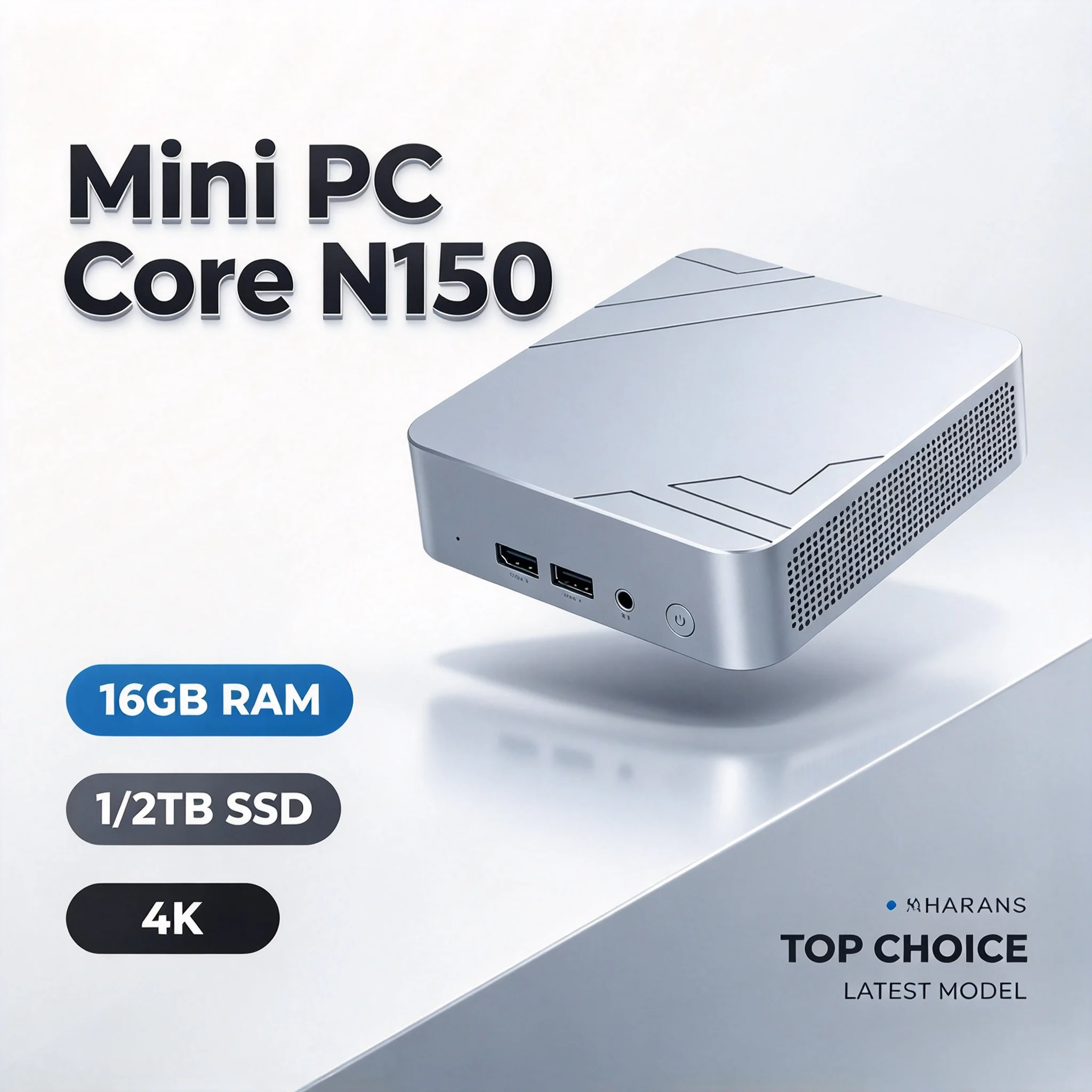 Intel N150 Mini Desktop 16GB RAM 512GB M.2 NVMe SSD Triple 4K Output WiFi6 BT5.2 Silent Cooling Office Home Pro Ultra Max
