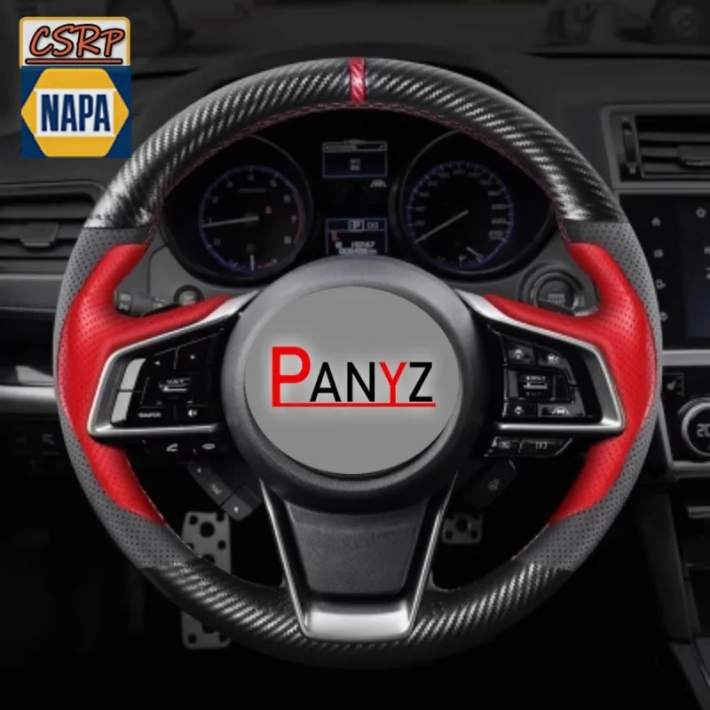 Hand-Stitch Sports Style Carbon Fider Steering Wheel Cover for Subaru Forester Ascent Crosstrek Legacy Outback Impreza 2019-2024