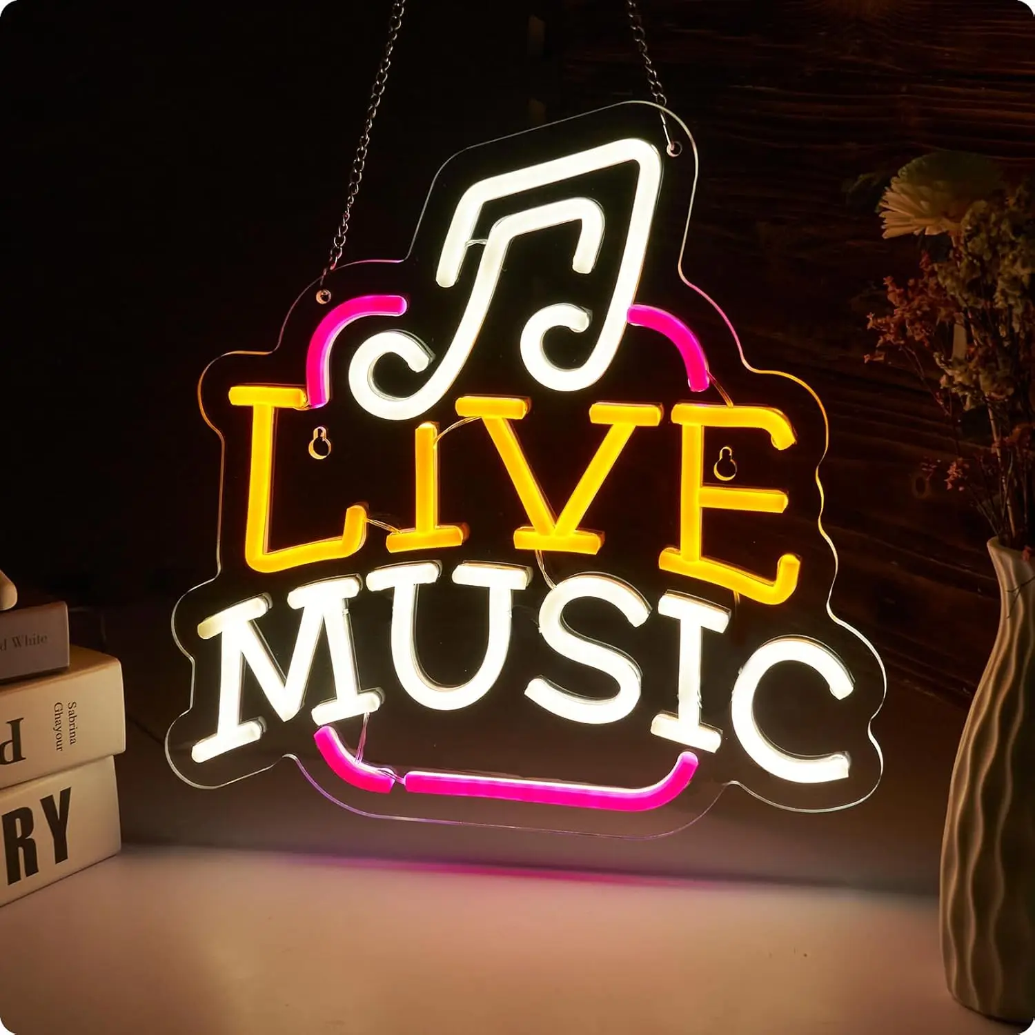 

Live Music Neon Sign Dimmable Energy-Efficient Night light for Bar Club Bedroom Man Cave Decor Party Wall Decor Birthday Gifts ﻿