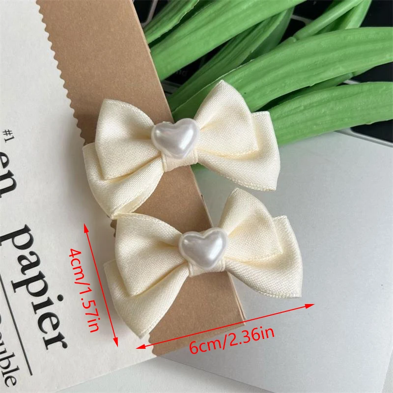 New Sweet Bow Heart Pearl Hair Clips Fashion Hair Ornaments Bangs Side Clip Duckbill Clip Hairpins Girly Heart Hair Accessories