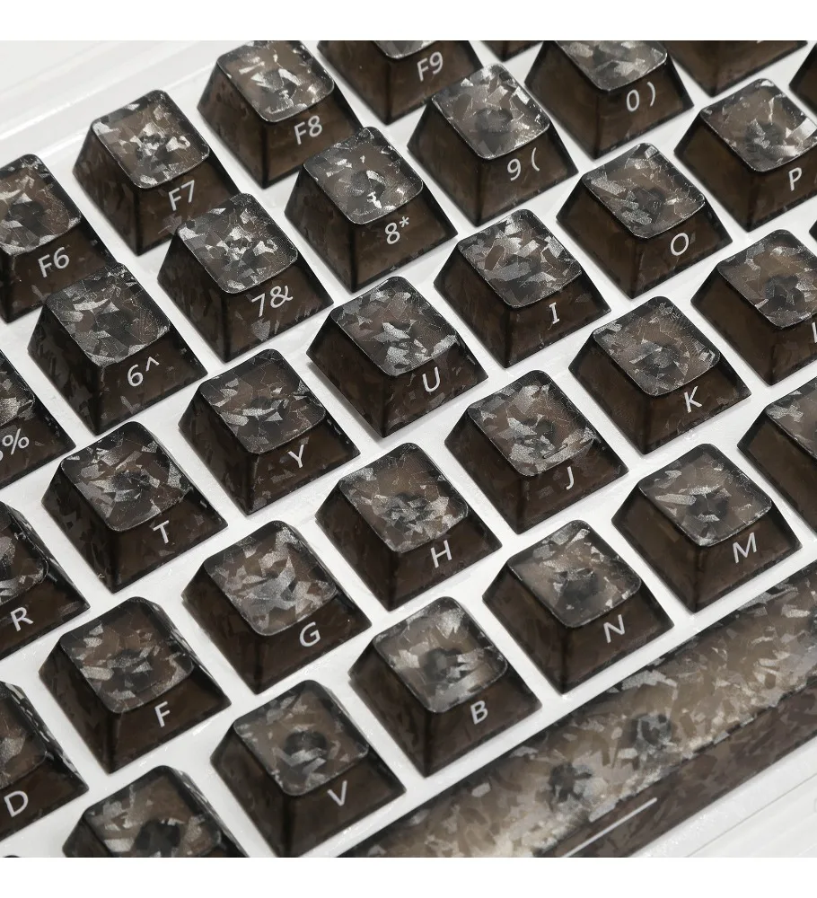 Carbon brazing black/white/pink texture 119 full set of light transmission side engraving original keycap magnetic  mechanical