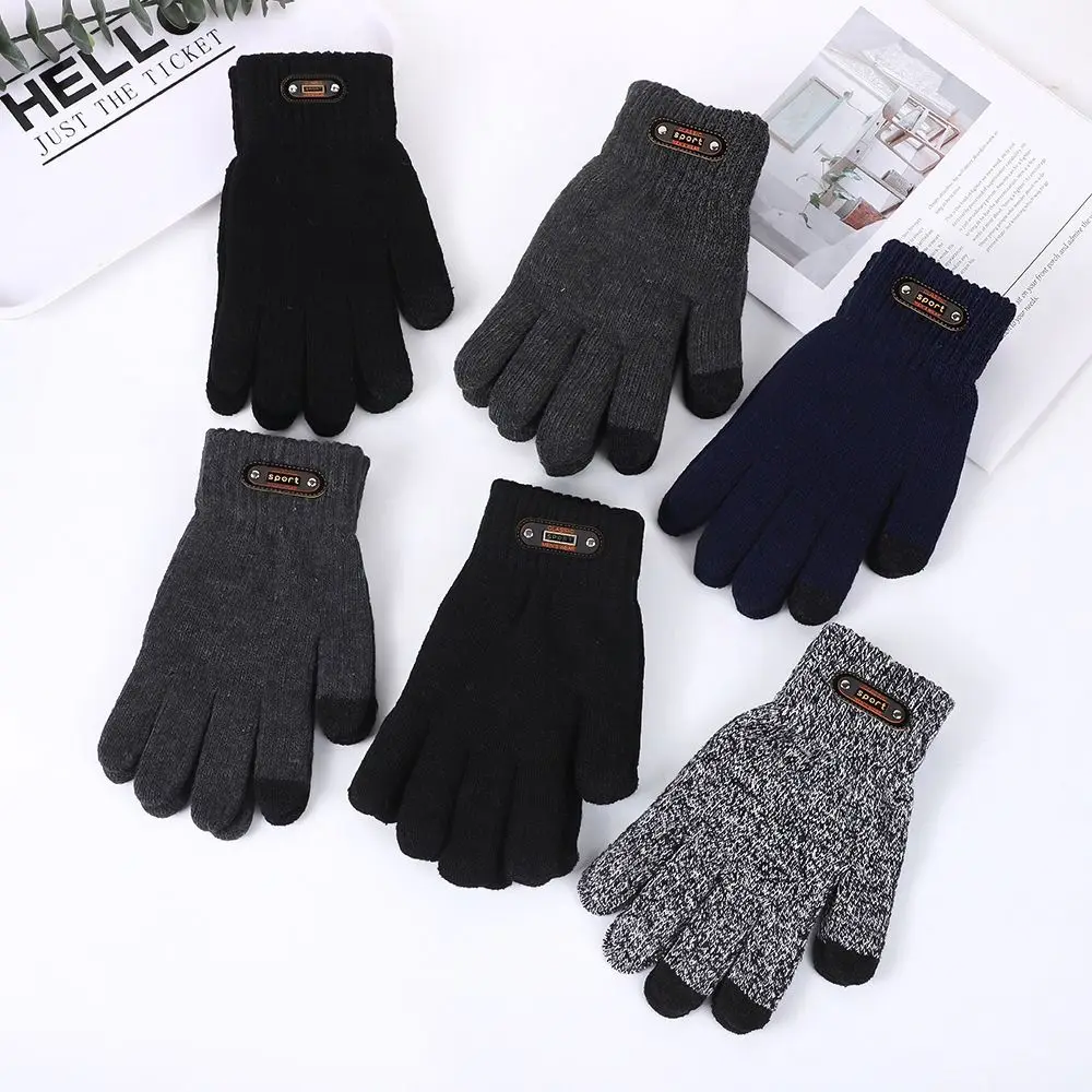 

New Single/Double-layer Men's Winter Gloves Thick Warm Windproof Cold-proof Gloves Knitted Touch Screen Glove Gifts