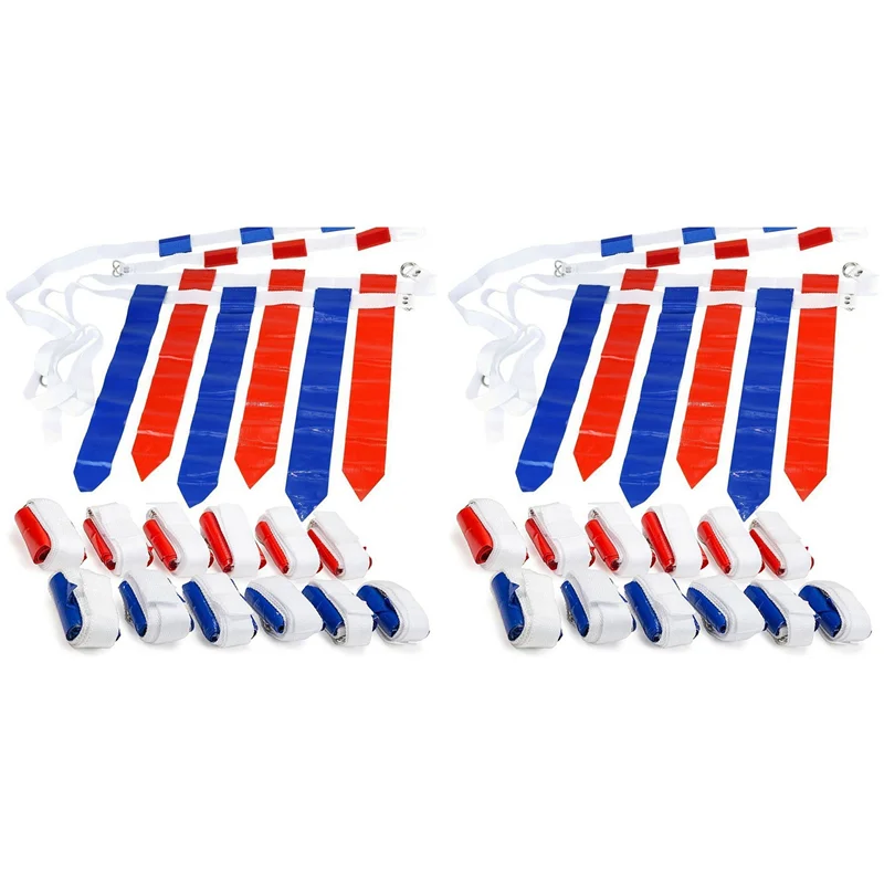 

24 Player Adjustable Sliding Flag Football Set, 3 Flags Per Belt, 72 Flags Total For For Kids Adults Players
