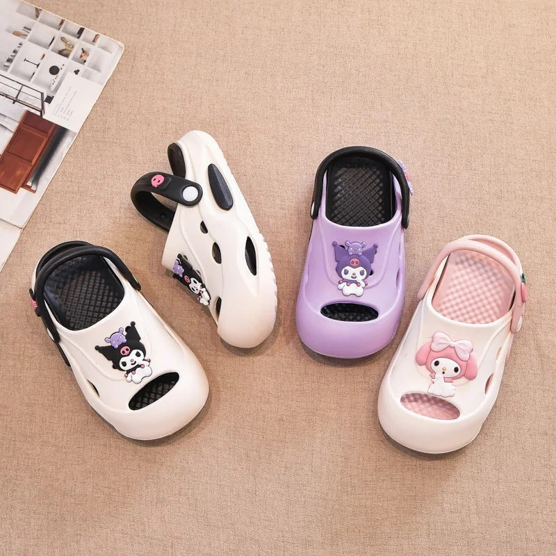 

Kids'Slippers Cartoon EVA Kuromi Fashion Summer Outdoor Shoes For Children Anti-slip Soft Thick Bottom Pink Purple Size 24-35